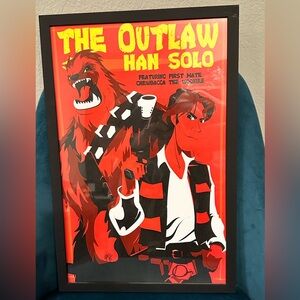 Star Wars Han Solo the Outlaw and Chewbacca framed print poster RARE